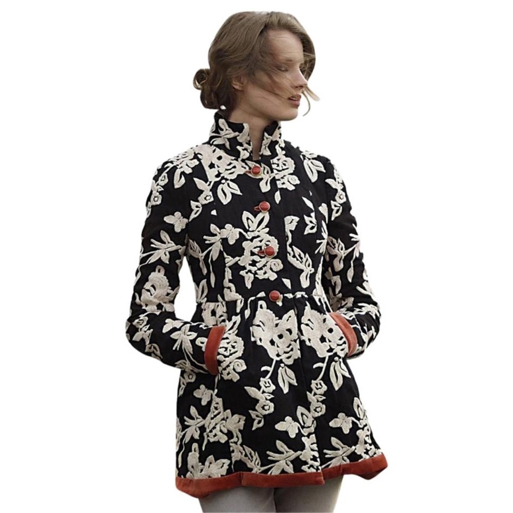 Anthropologie Floral & Coral coat